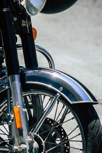 High angle view of bicycle parked on road