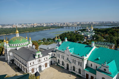 Buildings and orthodox church in kiev city