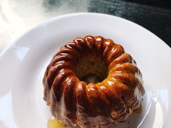 High angle view of dessert in plate