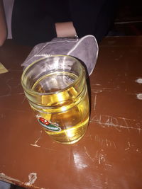 Close-up of wine glass on table