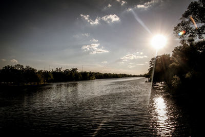 Scenic view of lake against sky at sunset