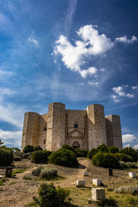 Low angle view of fort against sky