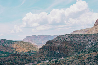 Panoramic view of mountains against sky