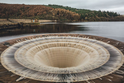 High angle view of reservoir plug hole