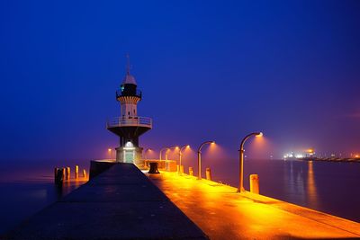 View of illuminated city at night