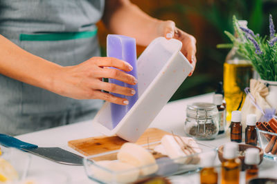 Soap making process.