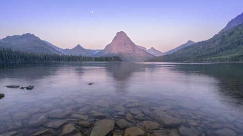 Sunrise from two medicine lake in glacier national park