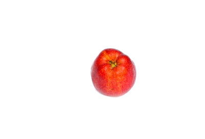 High angle view of apple against white background