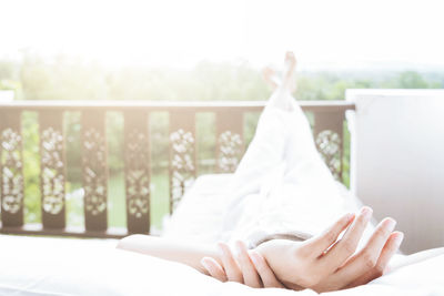 Woman relaxing outdoors