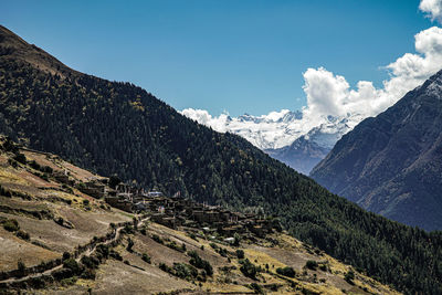 Scenic view of mountains against sky