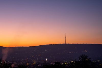 Silhouette buildings against sky during sunset