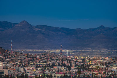 High angle view of buildings in city