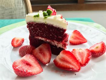 Close-up of cake served on plate