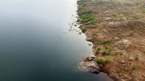 High angle view of sea against sky