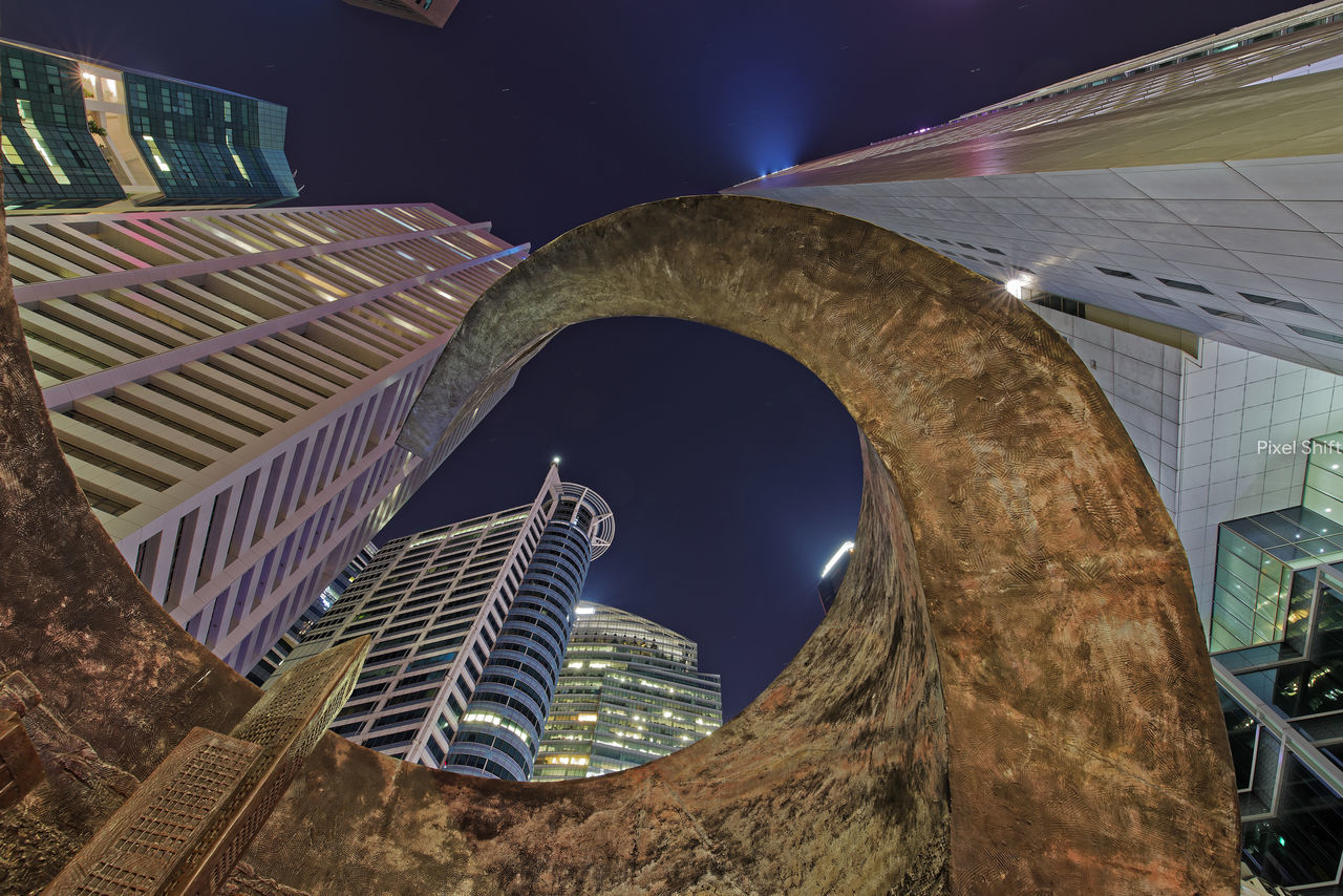 architecture, built structure, building exterior, night, city, skyscraper, illuminated, modern, no people, outdoors, cityscape, sky