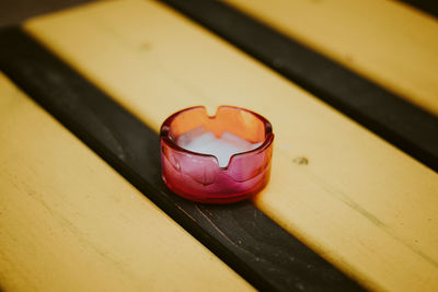 Close-up of heart shape on table