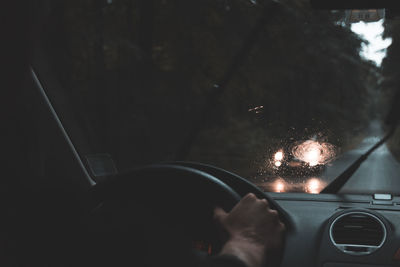 Cropped image of man driving car