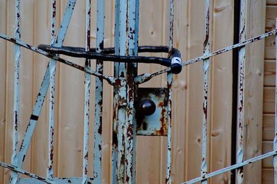 Close-up of rusty metal fence