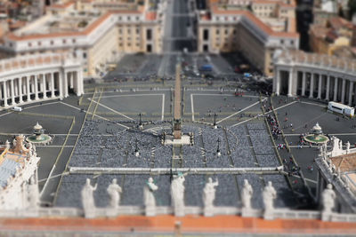 High angle view of buildings in city