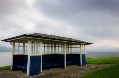 Scenic view of sea against cloudy sky