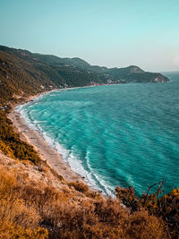 Scenic view of sea against clear sky