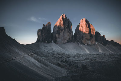 Panoramic view of rocky mountains against sky