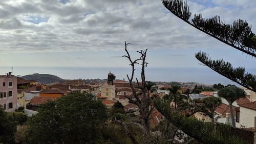 High angle view of townscape against sky