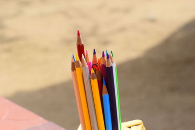 Close-up of colored pencils