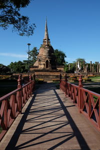 View of temple building against clear sky