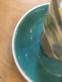High angle view of bread in bowl on table