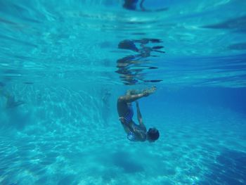 Woman swimming in water