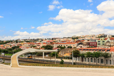 Buildings in city against sky