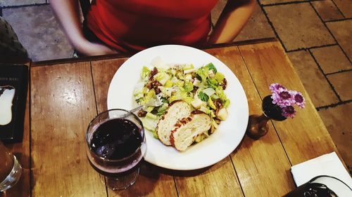 High angle view of food on table