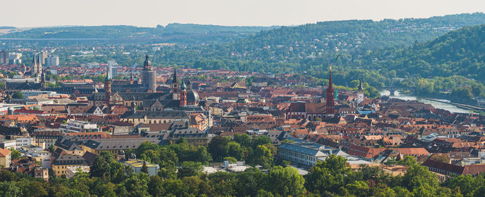 High angle view of townscape against sky