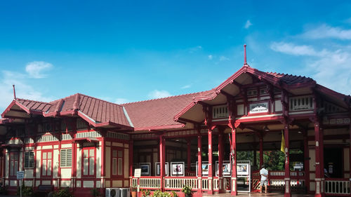 Exterior of hua hin railway station against blue sky