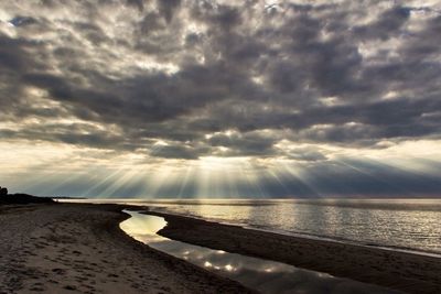 Scenic view of sea against cloudy sky