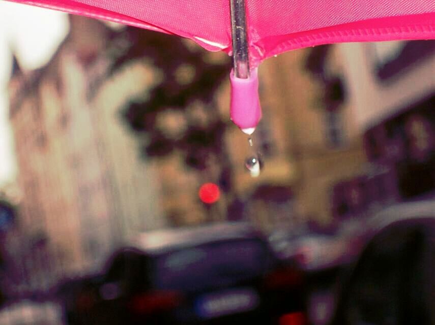red, transportation, focus on foreground, land vehicle, close-up, car, selective focus, mode of transport, drop, pink color, glass - material, indoors, part of, transparent, no people, wet, multi colored, day, defocused, reflection