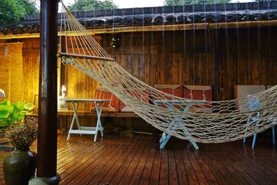 View of wooden bridge