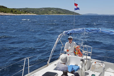 Senior couple on boat