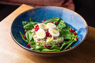 Close-up of food in plate on table