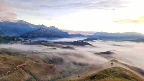 Scenic view of mountains against sky