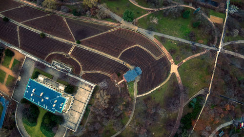 High angle view of abandoned car on landscape