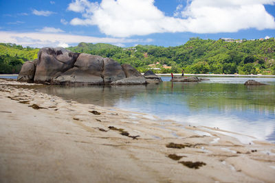 Scenic view of beach against sky