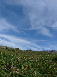 Surface level of land against sky