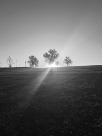 Scenic view of field against clear sky