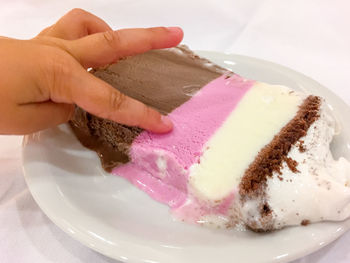 Close-up of ice cream in plate