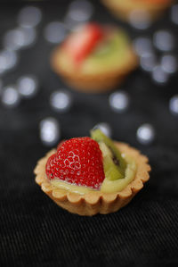 Close-up of tarts on table