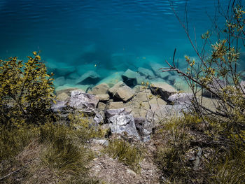 High angle view of lake