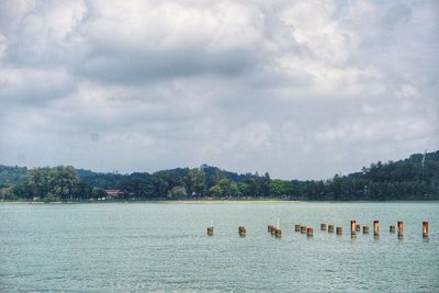 Scenic view of lake against sky