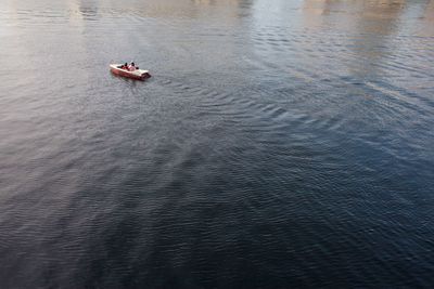 High angle view of person in boat